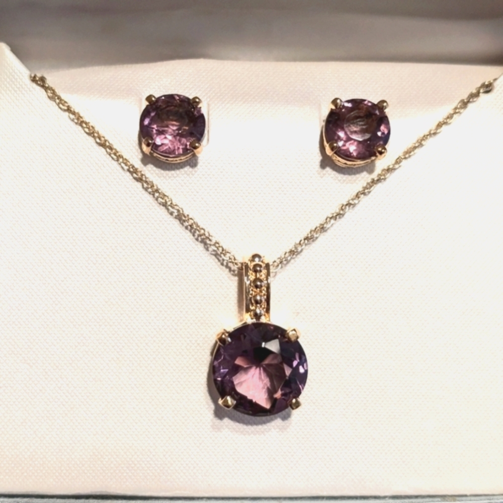 Roman Vintage Deep Purple Necklace & Studs Set